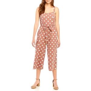 As U Wish Pink & White Polka Dot Wrap Tank Printed Jumpsuit Womens Size XL